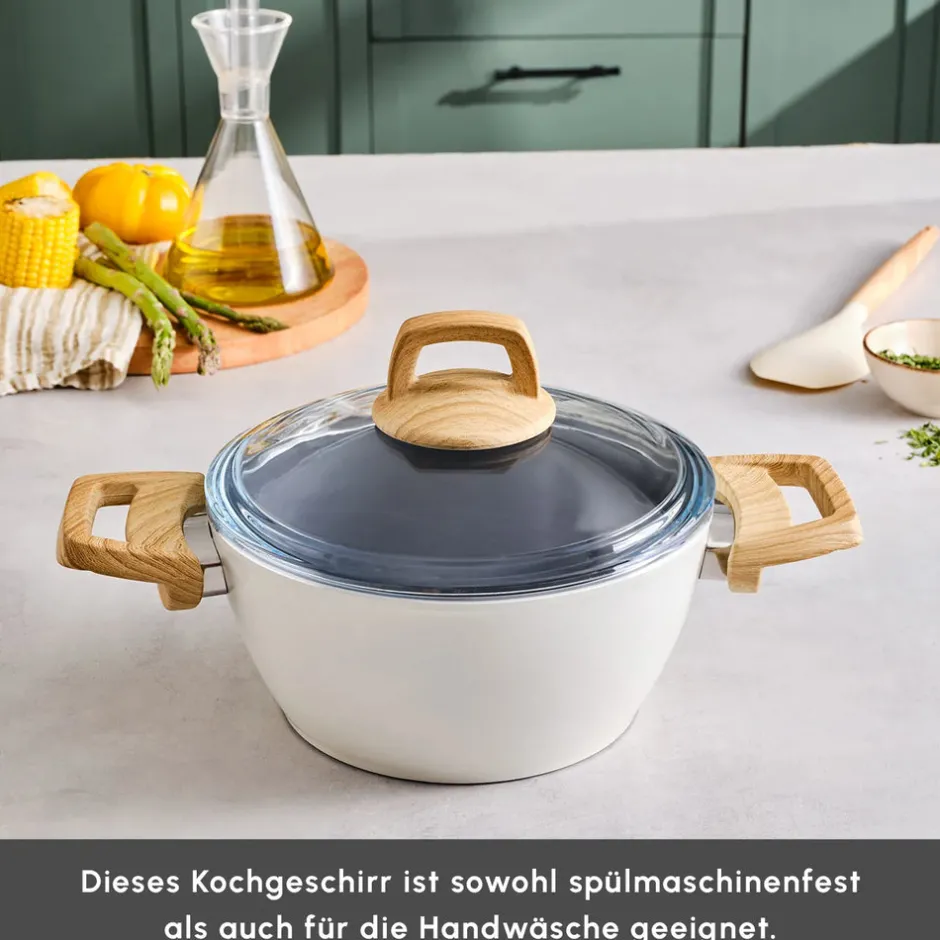 Karaca Swiss Crystal Produkte|Keramiktopf-Swiss Crystal Induktions Kochtopf Creamy, 20 cm