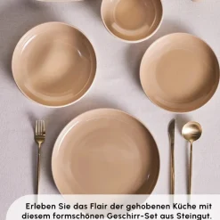 Karaca Tafelservice Für 12 Personen-Terra 36-Teiliges 8-Personen Geschirrset Creme Creme01