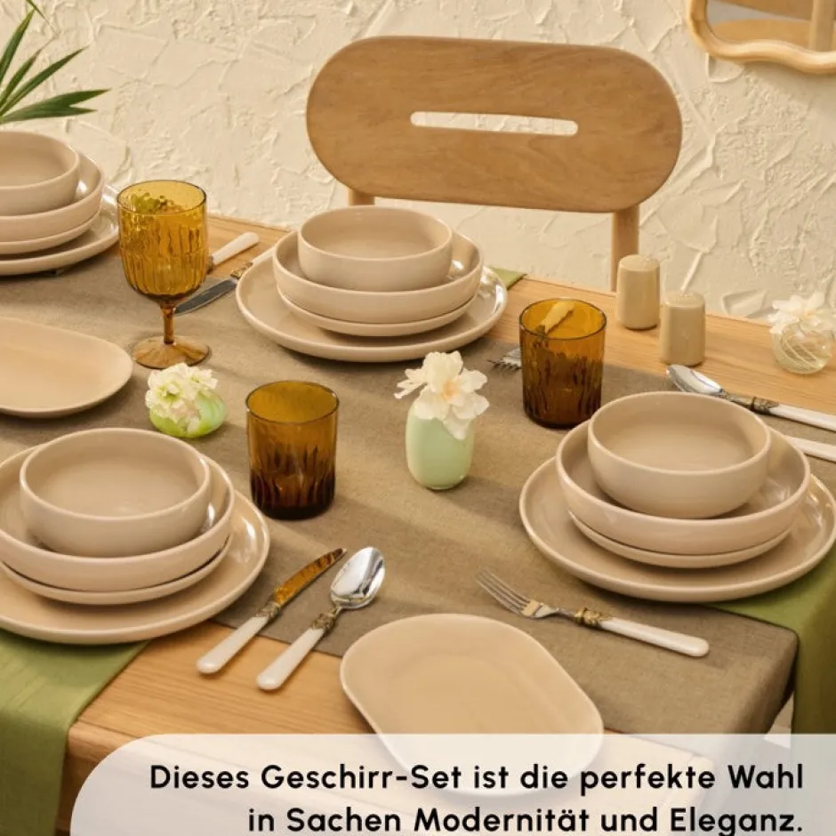 Karaca Tafelservice Für 12 Personen-Terra 36-Teiliges 8-Personen Geschirrset Creme Creme01