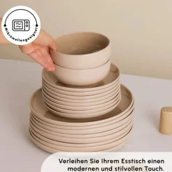 Karaca Tafelservice Für 12 Personen-Terra 36-Teiliges 8-Personen Geschirrset Creme Creme01