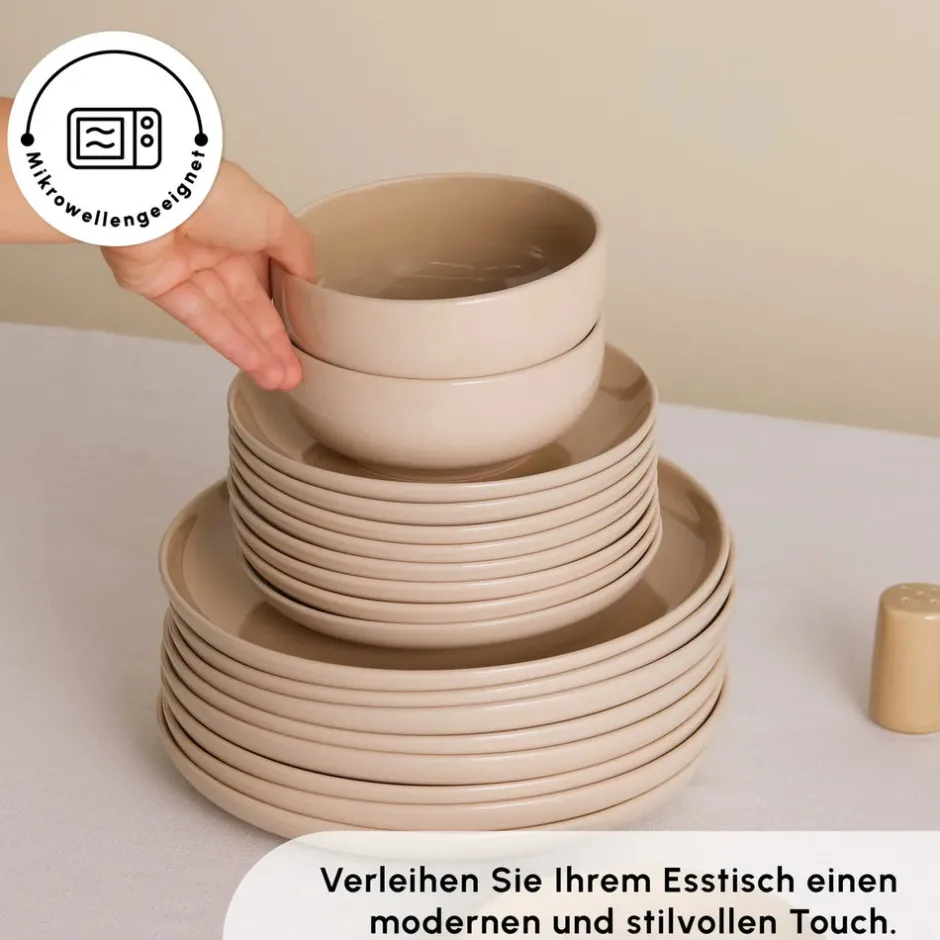 Karaca Tafelservice Für 12 Personen-Terra 36-Teiliges 8-Personen Geschirrset Creme Creme01