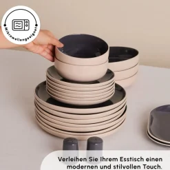 Karaca Tafelservice Für 12 Personen-Terra 36-Teiliges 8-Personen Geschirrset Anthrazit Anthracıt01