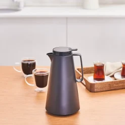 Karaca Thermoskannen-Thermoglas Lina Auslaufsichere Thermoskanne 1 Lt Schwarz Siyah