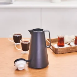 Karaca Thermoskannen-Thermoglas Lina Auslaufsichere Thermoskanne 1 Lt Schwarz Siyah