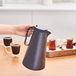 Karaca Thermoskannen-Thermoglas Lina Auslaufsichere Thermoskanne 1 Lt Schwarz Siyah