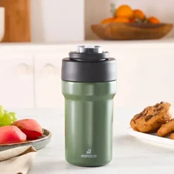 Karaca Thermoskannen-Thermosteel Camping 2-in-1 Edelstahl-Thermosflasche 450 ml Khaki