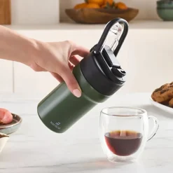 Karaca Thermoskannen-Thermosteel Camping 2-in-1 Edelstahl-Thermosflasche 450 ml Khaki