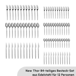 Karaca Bestecksets Für 12 Personen-Thor Elegance Besteckset , 84 teilig, 12 Personen Platın