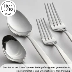 Karaca Bestecksets Für 12 Personen-Thor Elegance Besteckset , 84 teilig, 12 Personen Platın