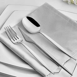 Karaca Bestecksets Für 12 Personen-Thor Tafelbesteck- Set Gabel, Löffel und Messer für 12 Personen, 84- teilig, Elegance mit Box Platın