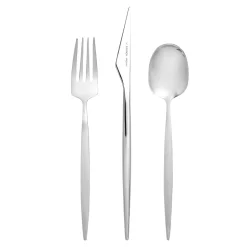 Karaca Bestecksets Für 12 Personen-Thor Tafelbesteck- Set Gabel, Löffel und Messer für 12 Personen, 84- teilig, Elegance mit Box Platın