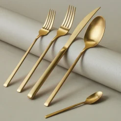 Karaca Bestecksets Für 6 Personen-Tivoli Matte Gold 6-Personen 30-teiliges Besteckset