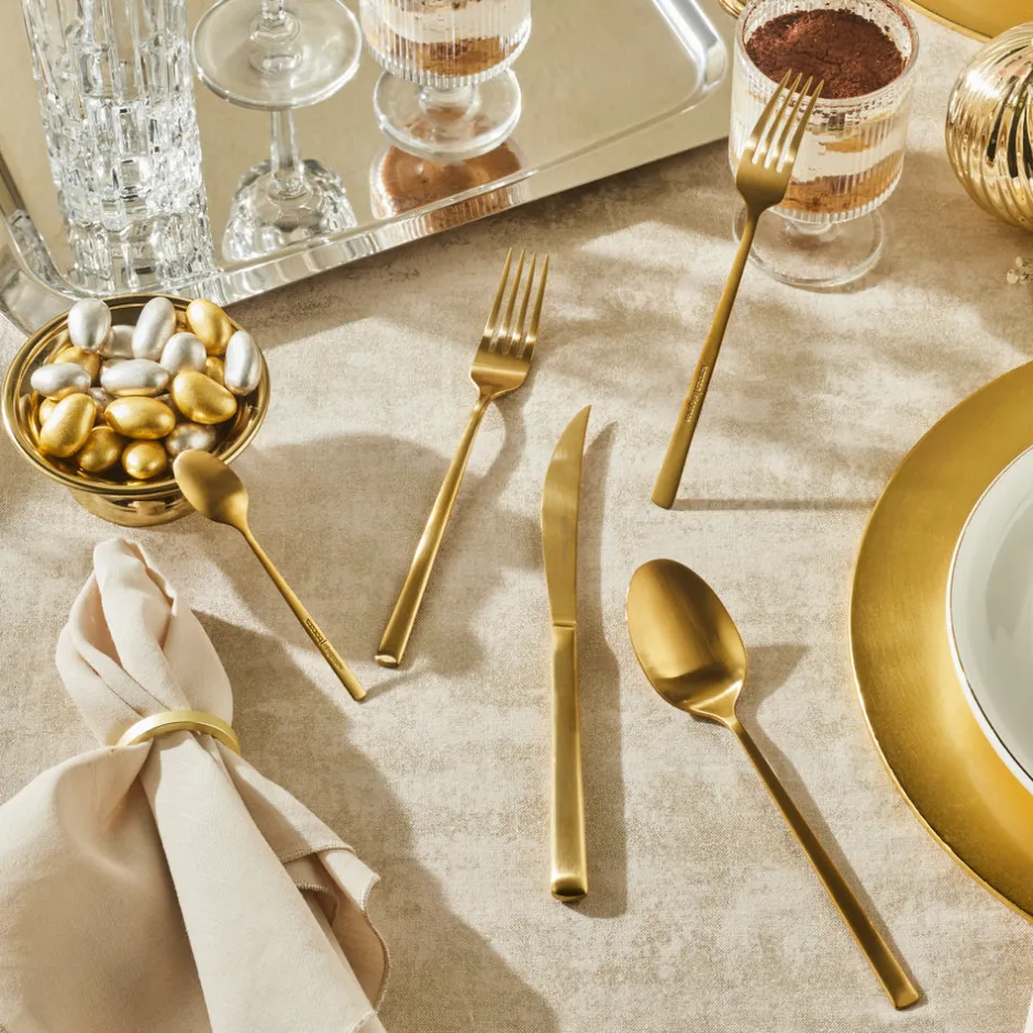 Karaca Bestecksets Für 6 Personen-Tivoli Matte Gold 6-Personen 30-teiliges Besteckset
