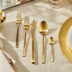 Karaca Bestecksets Für 6 Personen-Tivoli Matte Gold 6-Personen 30-teiliges Besteckset