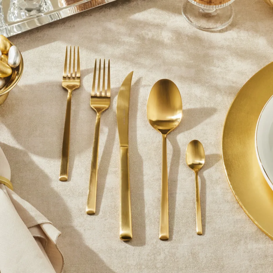 Karaca Bestecksets Für 6 Personen-Tivoli Matte Gold 6-Personen 30-teiliges Besteckset