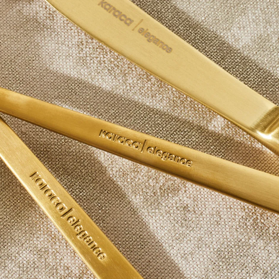 Karaca Bestecksets Für 6 Personen-Tivoli Matte Gold 6-Personen 30-teiliges Besteckset