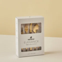 Karaca Bestecksets Für 6 Personen-Tivoli Matte Gold 6-Personen 30-teiliges Besteckset