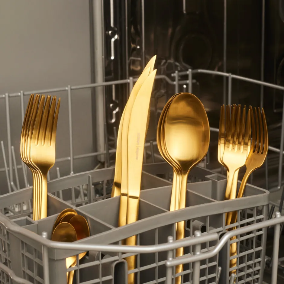 Karaca Bestecksets Für 6 Personen-Tivoli Matte Gold 6-Personen 30-teiliges Besteckset