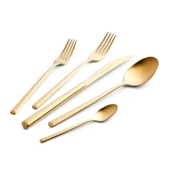 Karaca Bestecksets Für 6 Personen-Tivoli Matte Gold 6-Personen 30-teiliges Besteckset