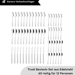 Karaca Bestecksets Für 12 Personen-Tivoli 60-teiliges Besteck-Set für 12 Personen Rosa01