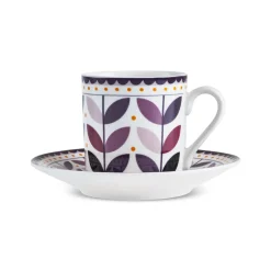 Karaca Mokka & Espressotassen Set-Tracy 12-teiliges Bone China Espresso Türkisch-Kaffeetassen-Set für 6 Personen, 80 ml, Mehrfarbig Gold