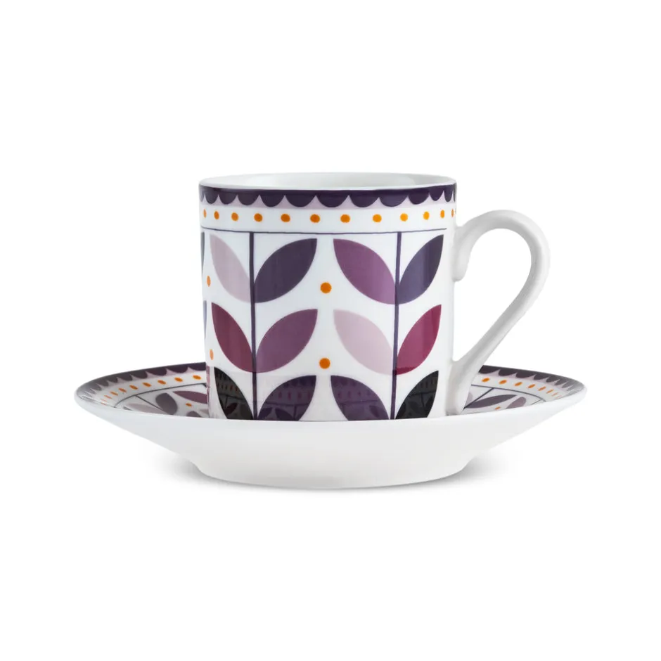 Karaca Mokka & Espressotassen Set-Tracy 12-teiliges Bone China Espresso Türkisch-Kaffeetassen-Set für 6 Personen, 80 ml, Mehrfarbig Gold