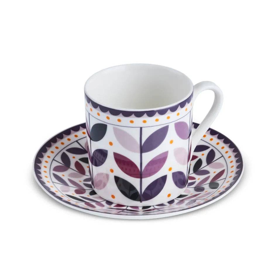 Karaca Mokka & Espressotassen Set-Tracy 12-teiliges Bone China Espresso Türkisch-Kaffeetassen-Set für 6 Personen, 80 ml, Mehrfarbig Gold