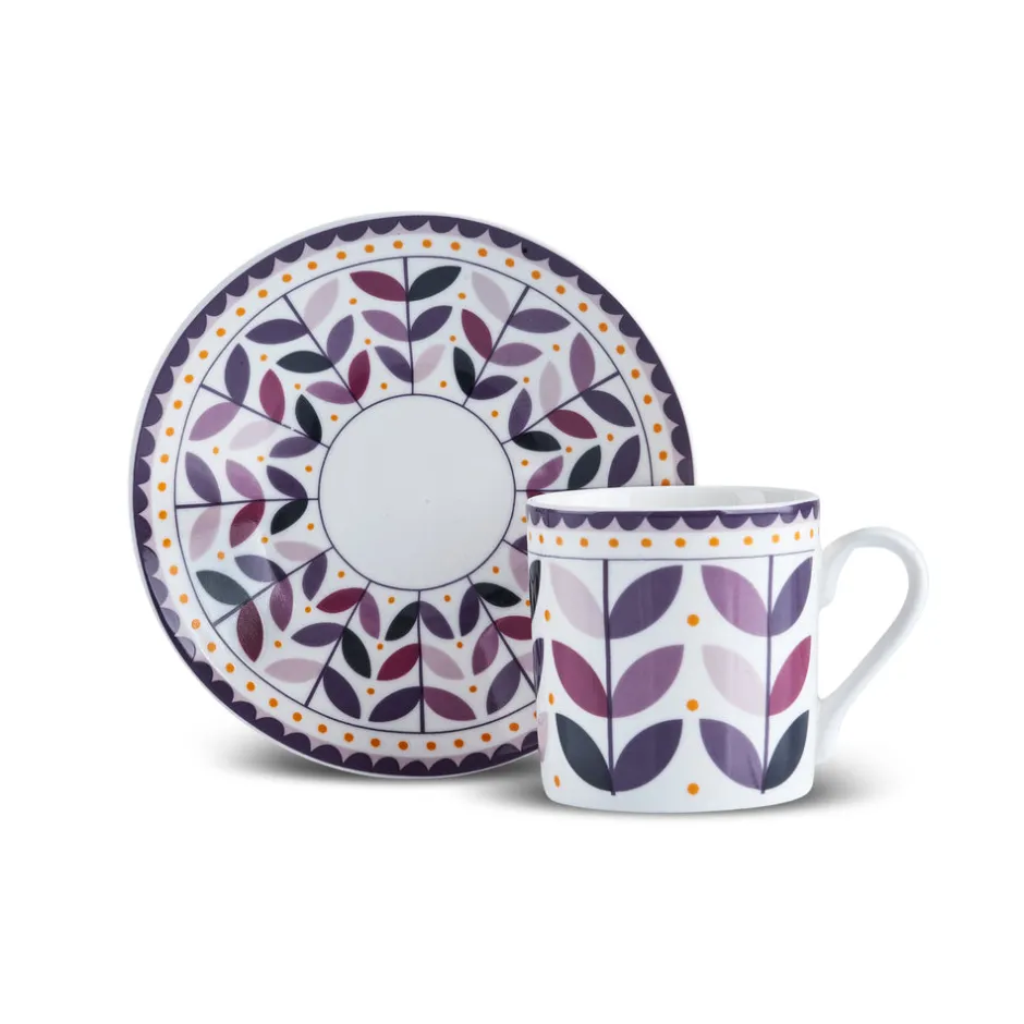 Karaca Mokka & Espressotassen Set-Tracy 12-teiliges Bone China Espresso Türkisch-Kaffeetassen-Set für 6 Personen, 80 ml, Mehrfarbig Gold