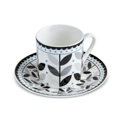 Karaca Mokka & Espressotassen Set-Tracy 12-teiliges Bone China Espresso Türkisch-Kaffeetassen-Set für 6 Personen, 80 ml, Mehrfarbig Gold