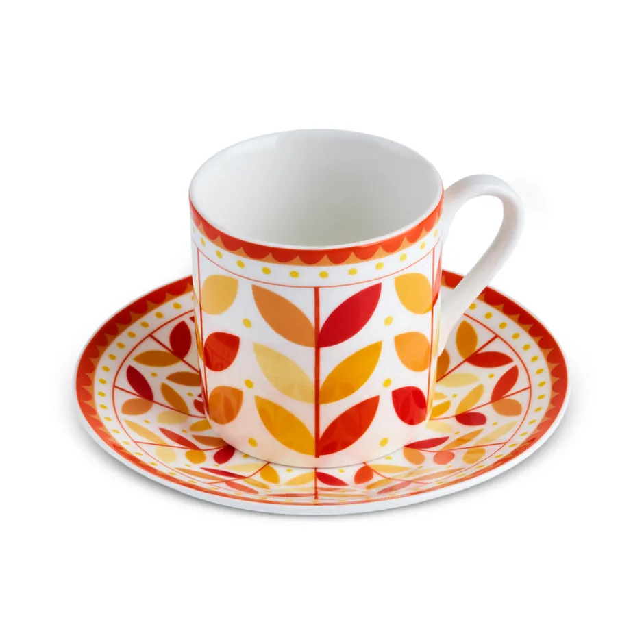 Karaca Mokka & Espressotassen Set-Tracy 12-teiliges Bone China Espresso Türkisch-Kaffeetassen-Set für 6 Personen, 80 ml, Mehrfarbig Gold