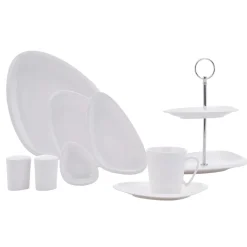 Karaca Frühstücksset Für 6 Personen-Trio für 6 Personen Frühstücksset und Servierschalen, 29 Teilig Weıß01