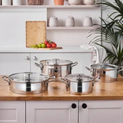 Karaca Stahltopf Sets-Vapor 8-teiliges Edelstahl-Topfset mit Sieb