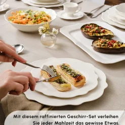 Karaca Tafelservice Für 12 Personen-Vera White Geschirrset für 12 Personen, 84 teilig Weıß