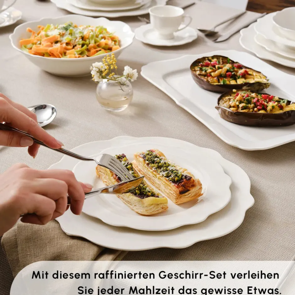 Karaca Tafelservice Für 12 Personen-Vera White Geschirrset für 12 Personen, 84 teilig Weıß