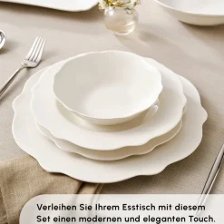 Karaca Tafelservice Für 12 Personen-Vera White Geschirrset für 12 Personen, 84 teilig Weıß