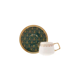Karaca Mokka & Espressotassen Set-Verde 12-teiliges Porzellan Espresso Türkischer Kaffeetassen-Set für 6 Personen, 100 ml, Mehrfarbig Grün01