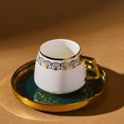 Karaca Mokka & Espressotassen Set-Verde 12-teiliges Porzellan Espresso Türkischer Kaffeetassen-Set für 6 Personen, 100 ml, Mehrfarbig Grün01