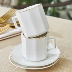 Karaca Mokka & Espressotassen Set-Vezir 6 Personen Kaffeetassen-Set 80 ml Weıß01
