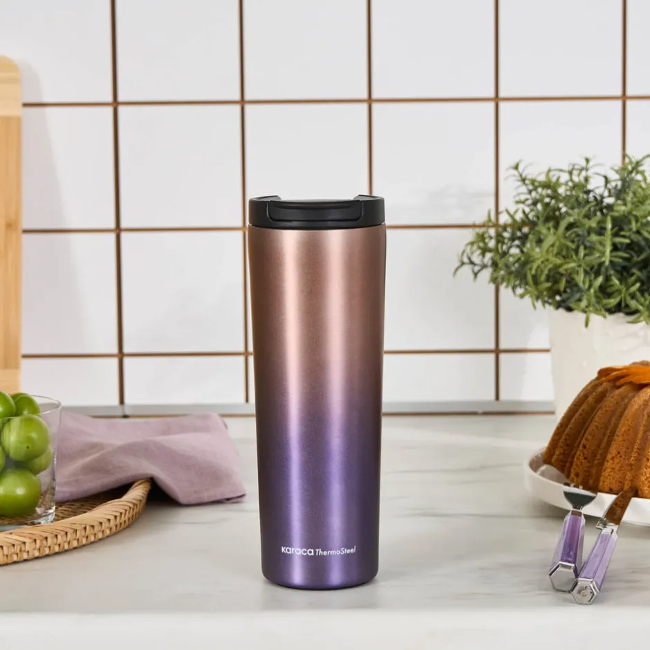 Karaca Thermoskannen-Violet, Edelstahl Thermosflasche, 450ML Multıcolor