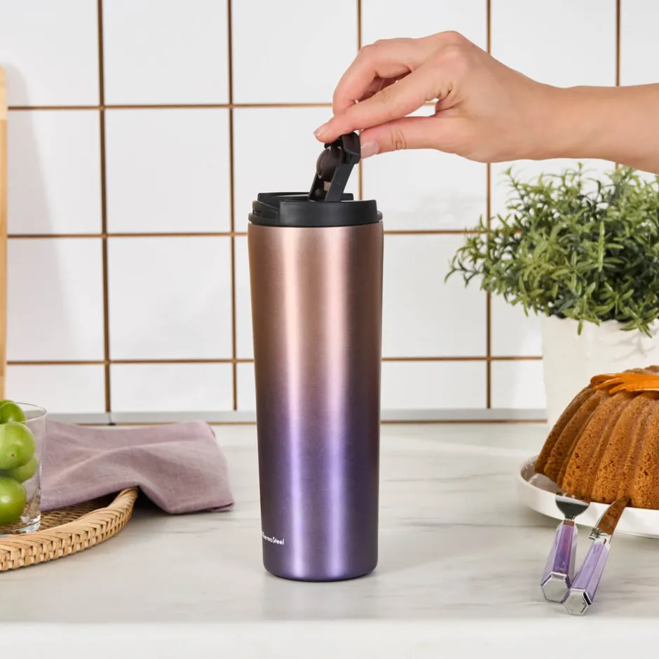 Karaca Thermoskannen-Violet, Edelstahl Thermosflasche, 450ML Multıcolor