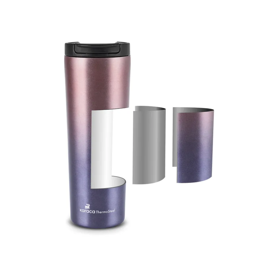 Karaca Thermoskannen-Violet, Edelstahl Thermosflasche, 450ML Multıcolor