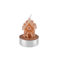 Karaca Kerzen-Weihnachten Lebkuchenhaus 3 Teilig Kerze, 18cmx5cmx6cm, Braun Braun01