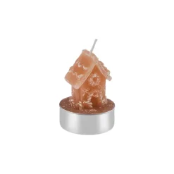 Karaca Kerzen-Weihnachten Lebkuchenhaus 3 Teilig Kerze, 18cmx5cmx6cm, Braun Braun01