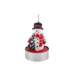 Karaca Kerzen-Weihnachten Schneemann 3 Teilig Kerze, 18.5x6.7cm, Rot Weıß01