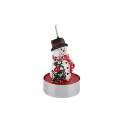 Karaca Kerzen-Weihnachten Schneemann 3 Teilig Kerze, 18.5x6.7cm, Rot Weıß01