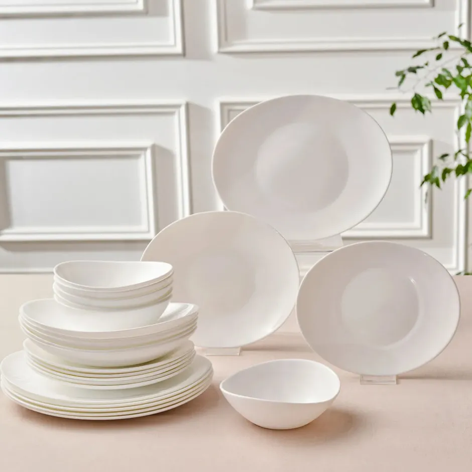 Karaca Tafelservice Für 6 Personen-White Pure Opal Glas Tafelservice 24-teilig für 6 Personen Weıß01