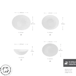 Karaca Tafelservice Für 6 Personen-White Pure Opal Glas Tafelservice 24-teilig für 6 Personen Weıß01