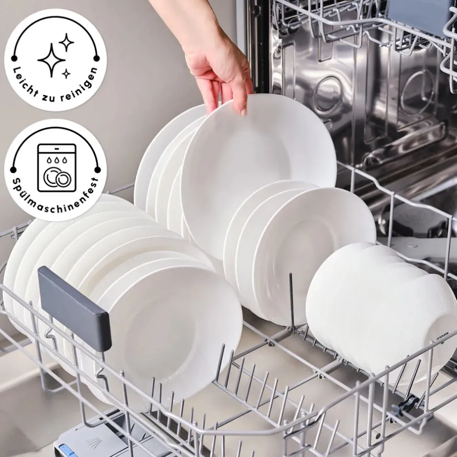 Karaca Tafelservice Für 6 Personen-White Pure Opal Glas Tafelservice 24-teilig für 6 Personen Weıß01
