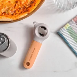 Karaca Backhelfer-x Refika Gadgets 3-in-1 Flaschenöffner mit Holzgriff Grau02