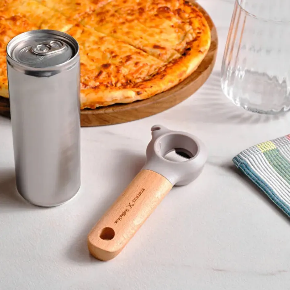 Karaca Backhelfer-x Refika Gadgets 3-in-1 Flaschenöffner mit Holzgriff Grau02